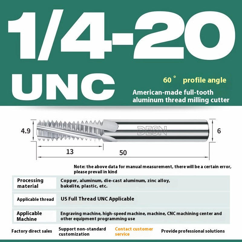 1115-65° high hard tungsten carbide thread milling cutter Long tooth full tooth alloy American thread milling cutter UNC UNF aluminum stainless steel Shandong Denso Pricision Tools Co.,Ltd.